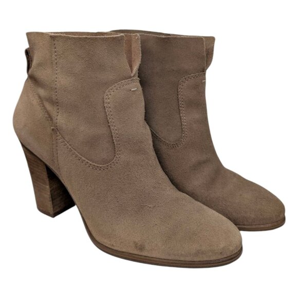 Vince Camuto Feina Booties Khaki Verona Suede Leather 3.5" Heel Size 8.5 M - Picture 5 of 12